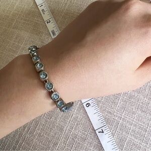 Tennis Bracelet Blue Clear Crystals 7 1/2" Long